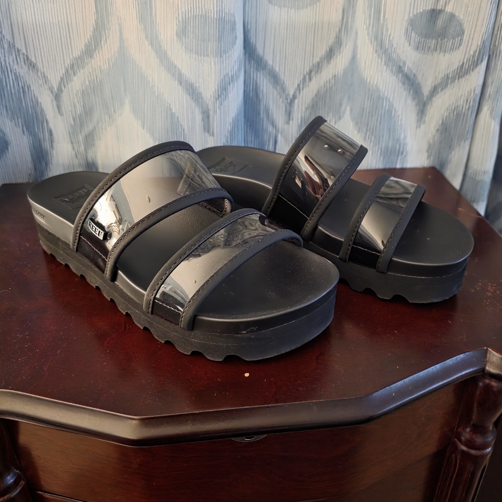 REEF Black Transparent Vista Hi Energy Slides Size 7 - Picture 2 of 4